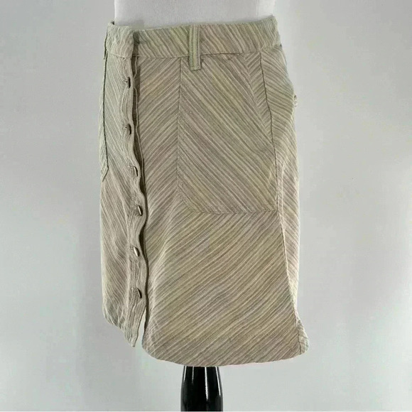 Piloro The Letterpress Anthro Skirt Sz 2 Multicolored Striped Button Down Pocket - Picture 5 of 12
